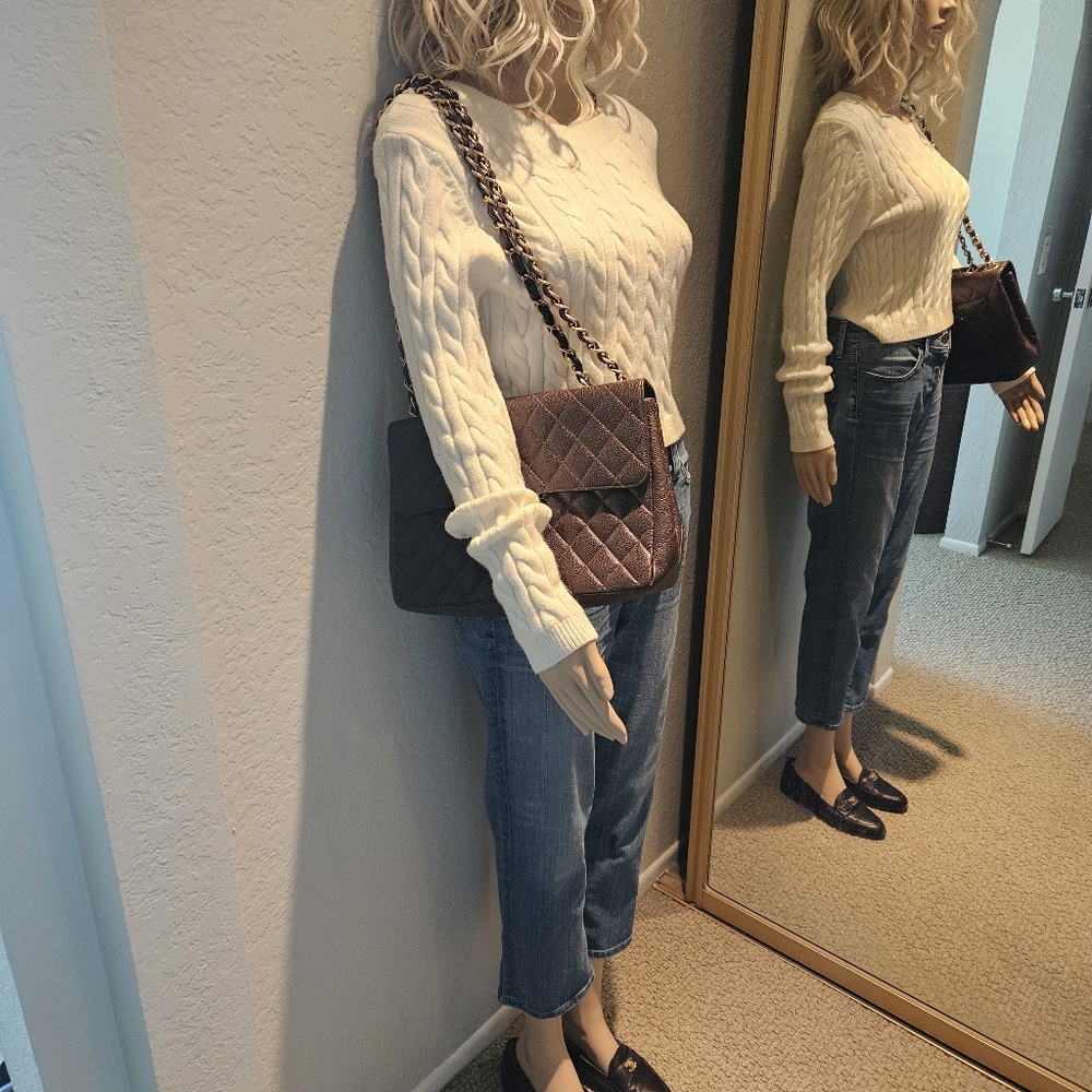 CHANEL Vintage Jumbo Single Flap - Brown Caviar Leather - Picture 11 of 13